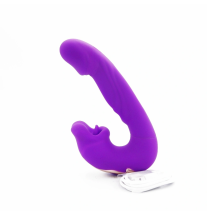 Fioletowy wibrator 2w1 z przewodem USB do ładowania
