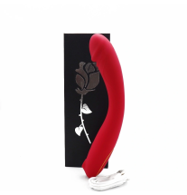 Czerwony wibrator silikonowy Velora Curve z kablem USB i opakowaniem - zestaw