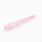 Crystal Rose Double – dildo dwustronne silikonowe XXL transparentne, stymulacja pochwy i odbytu, podwójna penetracja