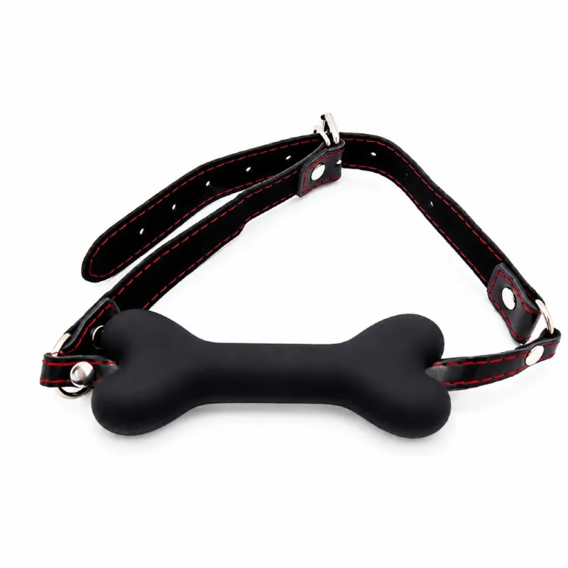 BoneGag Noir – knebel BDSM kość silikonowa z regulowanym paskiem, bondage, odgrywanie ról