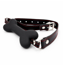 Regulowany knebel BDSM BoneGag Noir z metalową klamrą