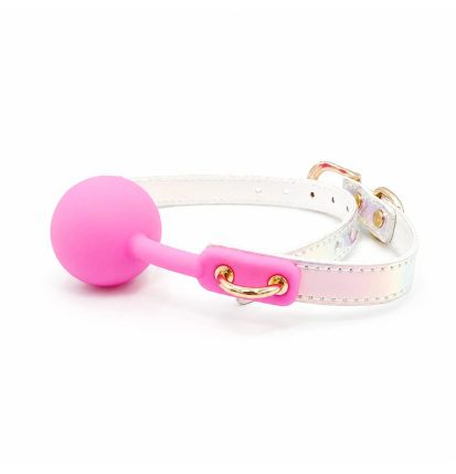 Pearl Gag Luxe – knebel BDSM z silikonową kulką, regulowany pasek, złote okucia, bondage, odgrywanie ról