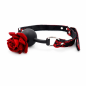Rose Gag Noir – knebel BDSM z różą, silikonową kulką i regulowanym paskiem, bondage, odgrywanie ról