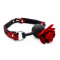 Rose Gag Noir – knebel BDSM z różą, silikonową kulką i regulowanym paskiem, bondage, odgrywanie ról