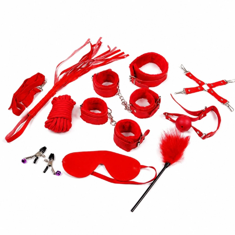 Red Passion Bondage Set – zestaw BDSM 11w1, zabawy we dwoje, krępowanie