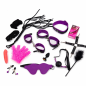 Purple Desire BDSM Set - rozbudowany zestaw BDSM z wibratorem, korkiem analnym, nasutnikami, zabawy we dwoje, krępowanie