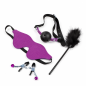 Purple Desire BDSM Set - rozbudowany zestaw BDSM z wibratorem, korkiem analnym, nasutnikami, zabawy we dwoje, krępowanie