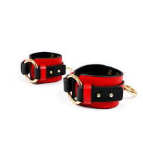 Regulowane kajdanki bondage Red Desire Gold w czerwono-czarnym kolorze