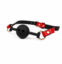 Regulowany knebel kulkowy BDSM Red Desire Gold w kolorze czerwono-czarnym