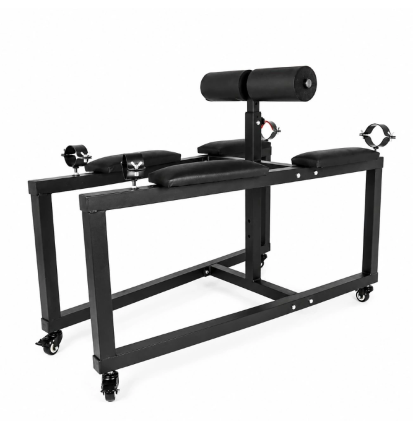 Black Control Bed – regulowane metalowe łóżko BDSM do bondage, uchwyty na nogi i ręce, mobilna konstrukcja