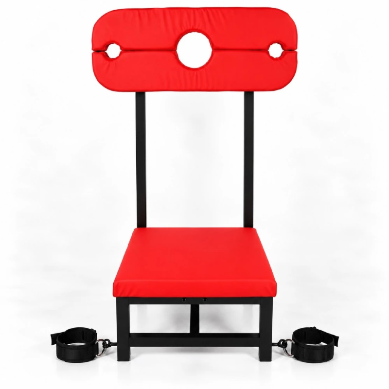 Scarlet Control Kneeler – klęcznik BDSM z dybami, regulacja wysokości, krzesło do bondage Scarlet Control Kneeler – klęcznik BDSM z dybami, regulacja wysokości, krzesło do bondage