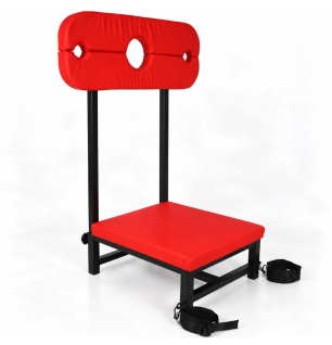 Scarlet Control Kneeler – klęcznik BDSM z dybami, regulacja wysokości, krzesło do bondage