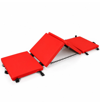Scarlet Flex Bench – składana ławka BDSM z kajdankami, łańcuchami i regulacją pozycji, składana konstrukcja