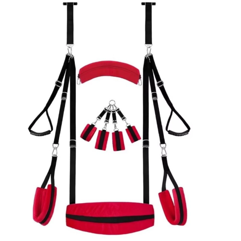 Red Door Swing Pro – wielofunkcyjna huśtawka BDSM na drzwi z kajdankami i pasami, zestaw bondage Red Door Swing Pro – wielofunkcyjna huśtawka BDSM na drzwi z kajdankami i pasami, zestaw bondage