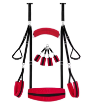 Huśtawka BDSM na drzwi Red Door Swing Pro z regulowanymi pasami i zestawem kajdanek