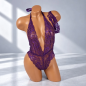 Purple Lace Desire – zmysłowe fioletowe body koronkowe z opaską na oczy