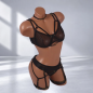 Black Desire Gold – czarny komplet bielizny ze stringami, paskami na uda i złotymi detalami, rozmiar XL