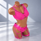 Pink Passion – zmysłowy komplet bielizny damskiej z paskami na uda, pasem do pończoch i obróżką, rozmiar XL Pink Passion – zmysłowy komplet bielizny damskiej z paskami na uda, pasem do pończoch i obróżką, rozmiar XL