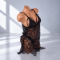 Black Flower – czarny koronkowy komplet bielizny erotycznej z koszulką i stringami, rozmiar UNI Black Flower – czarny koronkowy komplet bielizny erotycznej z koszulką i stringami, rozmiar UNI