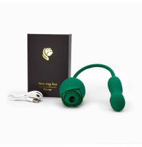 Zielony stymulator łechtaczki 2w1 z ergonomicznym uchwytem z pudełkiem i kablem USB