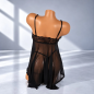 Black Midnight Lace – czarny komplet bielizny erotycznej z koronkową koszulką i stringami, rozmiar UNI