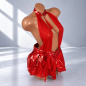 Red Diva - czerwony komplet erotyczny ze spódniczką Wet Look i stringami, rozmiar L