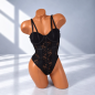Midnight Bloom – czarne body erotyczne z koronką i podwójnymi ramiączkami, różne rozmiary