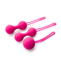 Kulki gejszy trio (zestaw) - trzy różne rozmiary, różowe, silikonowe