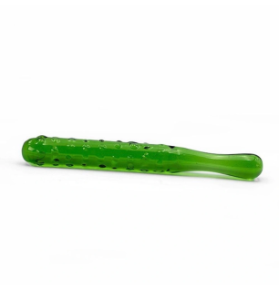 Szklane dildo ogórek – zielony teksturowany stymulator ze szkła premium | fetysh.pl
