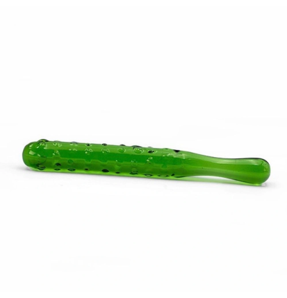 Szklane dildo ogórek – zielony teksturowany stymulator ze szkła premium | fetysh.pl
