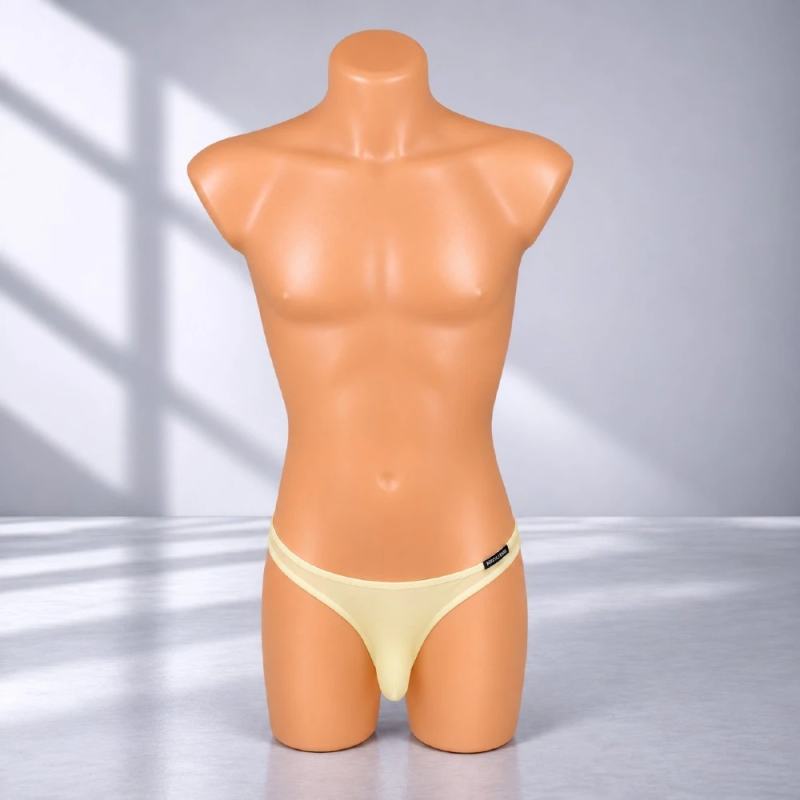 Lemon Fresh – jasnożółte figi męskie z transparentnym tyłem, różne rozmiary Lemon Fresh – jasnożółte figi męskie z transparentnym tyłem, różne rozmiary
