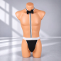Gentleman Bow – męskie stringi erotyczne z muszką, czarno-białe, rozmiar UNI