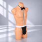 Gentleman Bow – męskie stringi erotyczne z muszką, czarno-białe, rozmiar UNI