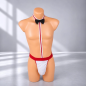 Red Gentleman – biało-czerwone stringi męskie erotyczne z muszką, rozmiar UNI Red Gentleman – biało-czerwone stringi męskie erotyczne z muszką, rozmiar UNI