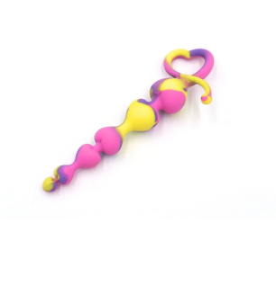 Kolorowa Sonda Analna Perfect Fit – miękkie silikonowe kulki z uchwytem w kształcie serca