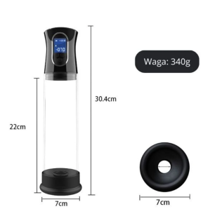 Elektryczna pompka do penisa Power Pump Pro z wyświetlaczem LCD i cylindrem próżniowym