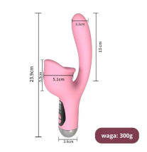 Wibrator silikonowy rabbit z funkcją ssania, wymiary