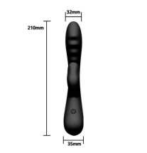 Wibrator silikonowy VibeFlex Duo Touch, czarny, wymiary