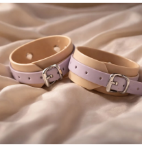 Kajdanki BDSM, beżowo-lawendowe, soft touch