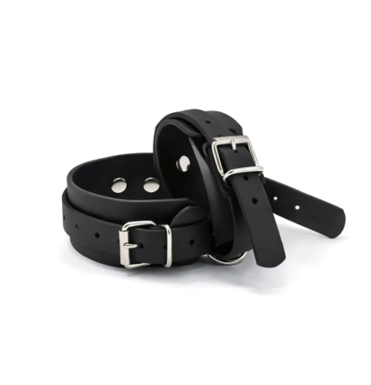 Velvet Control Black – kajdanki Biothane Premium, czarne z metalową klamrą