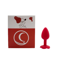Mały korek analny, silikonowy, czerwony – zestaw z opakowaniem, elegancki plug analny
