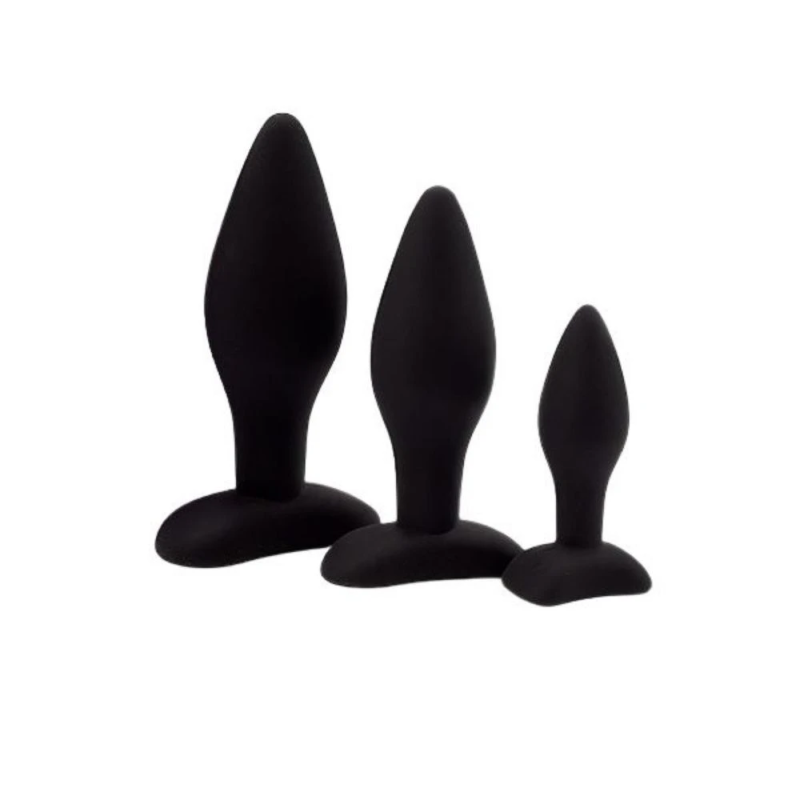 Zestaw 3 korków analnych silikonowych Trio Black – plugi analne w różnych rozmiarach Zestaw 3 korków analnych silikonowych Trio Black – plugi analne w różnych rozmiarach