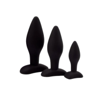 Zestaw 3 silikonowych korków analnych w kolorze czarnym – różne rozmiary