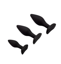 Zestaw korków analnych silikonowych, widok pod kątem – trzy rozmiary