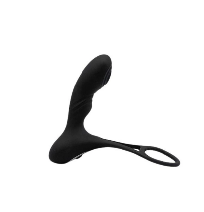 Czarny, silikonowy masażer prostaty Viron Sync z ergonomicznym kształtem i uchwytem