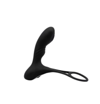 Czarny, silikonowy masażer prostaty Viron Sync z ergonomicznym kształtem i uchwytem