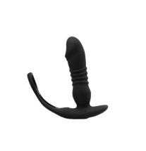 Czarny masażer prostaty Viron Sync z elastycznym ramieniem i podstawą