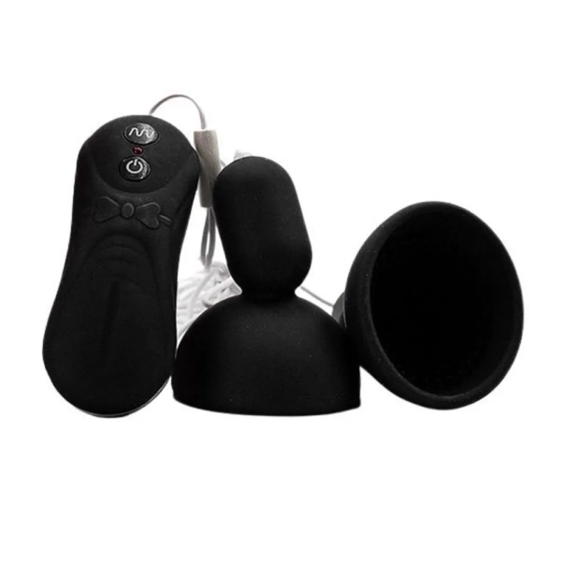 Podwójny masażer sutków z przyssawką i pilotem – silikonowy stymulator