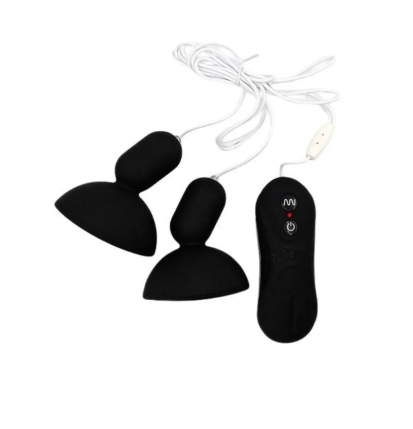 Podwójny masażer sutków z przyssawką i pilotem – silikonowy stymulator