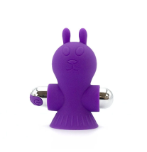 Fioletowy masażer sutków w kształcie króliczka – widok z przodu